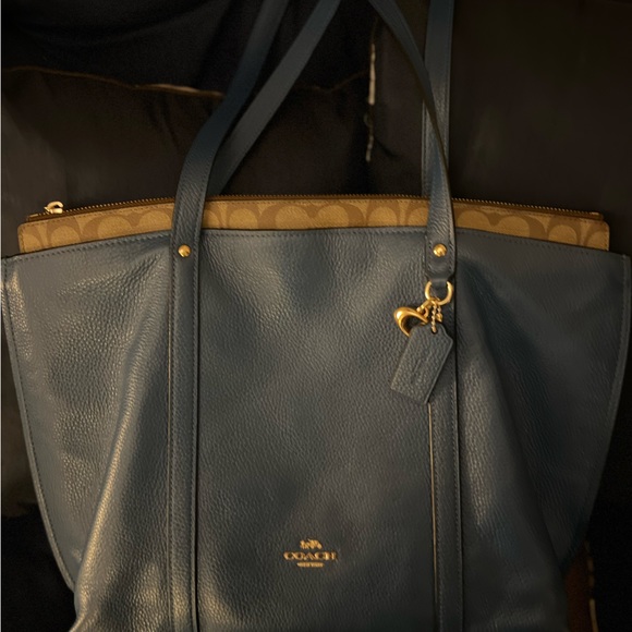 Coach Bag - Blue Leather with Signature Accent - Picture 7 of 7